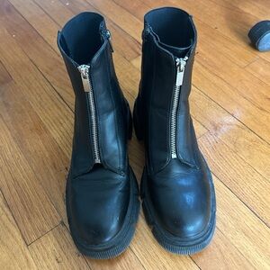 Black Chunky Sole Ankle Boots